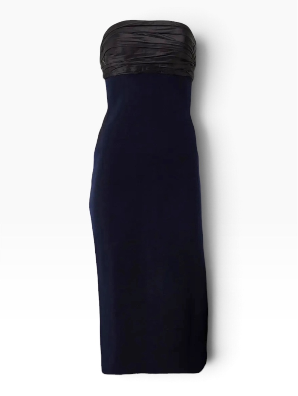 Oscar de la Renta Pre-Spring 2023 Strapless Silk Taffeta Midi Dress Navy/Black 8